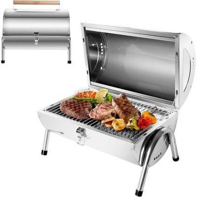 Barbecue Pliant à Charbon De Bois En Acier Inoxydable - Parfait Pour Le Camping Et Les Picnics
