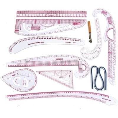 Kit De 13 Règles De Couture Pour Patrons - Inclut Courbes, échelles Et Roue à Tracer