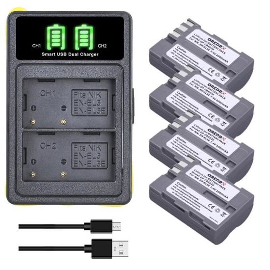 2 Batterie DSTE DMW-BLF19E E Caricatore Doppio USB Con LCD Per Panasonic Lumix DMC-GH3/GH4/G9