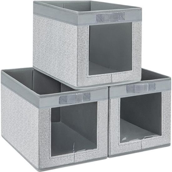 Boite Rangement - BAC DE RA - 3 Pièces Panier Cube De Rangement Pliables - Fenêtre Transparente