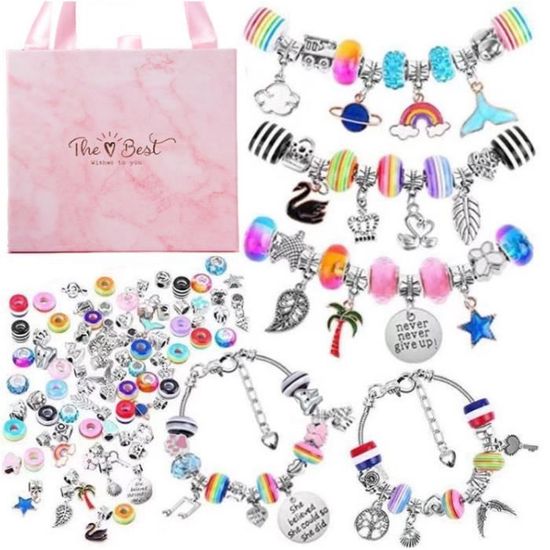 TOYESS Cadeau 5 6 7 8 9 10 11 12 Ans,Kit Bracelet de Fabrication Bijoux et Perles pour Enfant Jouet, Idée Cadeau pour Ado Fille - Beaux-Arts et Loisirs créatifs