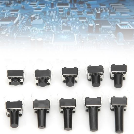 Interrupteur Bouton Poussoir Lot De 10 Micro-Interrupteurs 6x6x7mm - Bouton-Poussoir Tactile 4 Broches SMD Interrupteur SMD 6x6x7mm Interrupteur Bouton Poussoir Lot De 10 Micro-Interrupteurs 6x6x7mm - Bouton-Poussoir Tactile 4 Broches SMD Interrupteur SMD 6x6x7mm
