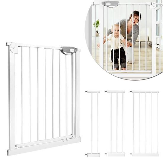 Barrière De Sécurité Chien Et Enfant Rétractable - Extensible 150cm X 78cm - Sans Percage - Noir