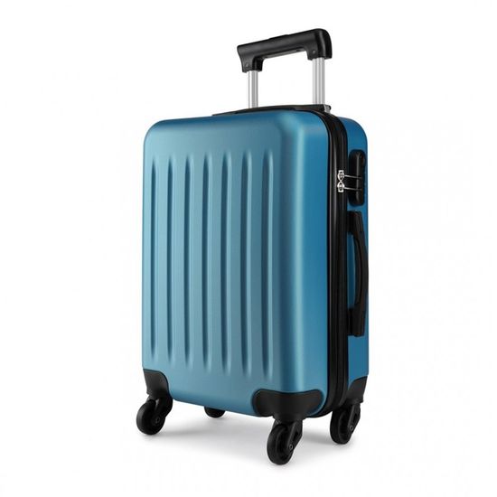 Valise Rigide COOLIFE - Matériau ABS, 4 Roues Doubles Pivotantes, Serrure TSA, Poignée Télescopique - Bagage à Main 56 Cm (Bleu Foncé)
