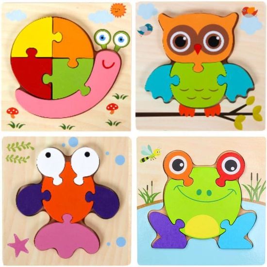 Puzzle En 3d Enfant De 2 A 5 Ans Jouets Educatifs En Bois Puzzle Puzzle 3d Educatif Jouet Pedagogique En Bois Pour Enfants Cdiscount Jeux Jouets