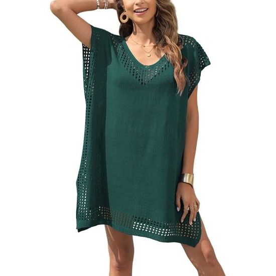 Robe Femmes Chic Imprime Manche Courte Dentelle Dress Sexy Épaules