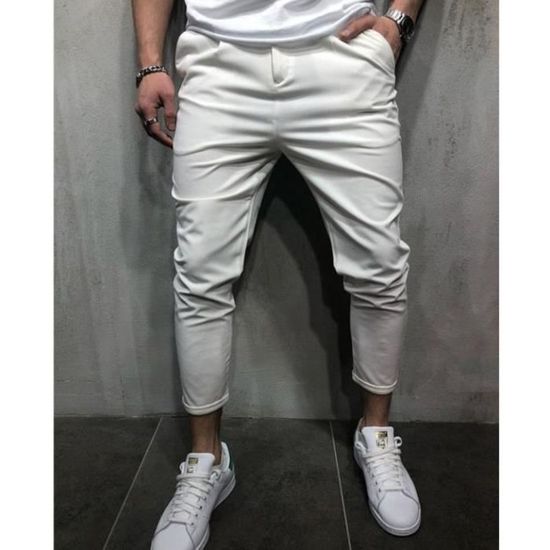Oanviso Homme Pantalons En Cuir Décontractés Pants Couleur Solide
