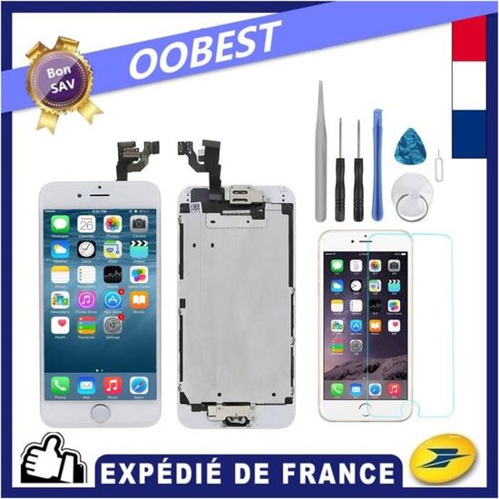 Kit écran Complet Pour IPhone 6 (vitre Tactile + LCD + Nappes + Bouton Home) Couleur BLANC - Neuf