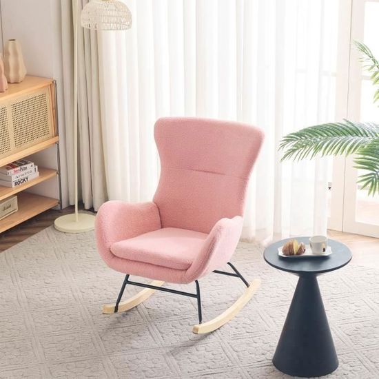 Fauteuil à Bascule En Velours Teddy – Confort Maxi, Dossier Ergonomique – Pour Salon Ou Chambre | Chaise Berçante Douce Et Silencieuse - 1
