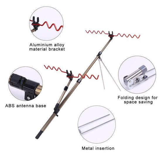 Fyydes Support De Support De Trépied De Support De Canne à Pêche Télescopique Réglable En Alliage D'Aluminium 5 Poteaux 1.2M, 5 Poteaux, Support De Canne à Pêche Télescopique
