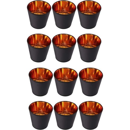 Lot De 12 Abat-jour Noirs à Clip – Intérieur Doré – Pour Lustre, Lampe Et Applique Murale – 15 Cm De Diamètre