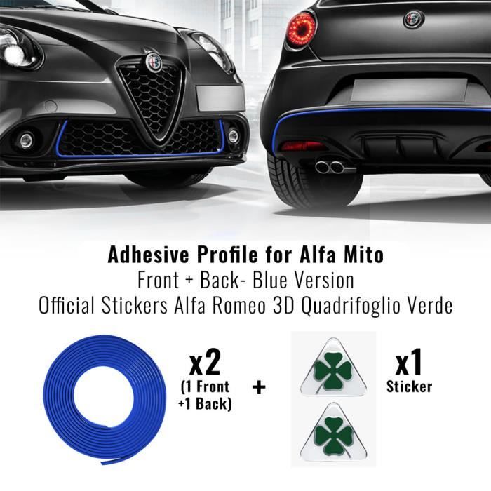 Autocollant Emblème Alfa Romeo Mito - Déco Voiture Imperméable - Facile à Coller - Pour Calandre, Portière, Hayon - Bleu - 4