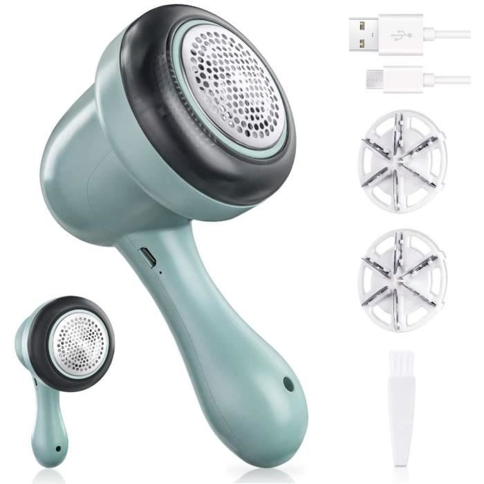 Rasoir Anti Bouloche, USB Rechargeable Anti-Peluche-Portable pour Vêtements De Chandails,Cachemire,Draps Coton, Meubles,Tapis(Vert)
