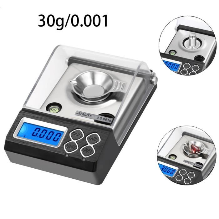 Balance de poche électronique de poids d'équilibre de bijoux de précision numérique de 0,001 gramme 30g