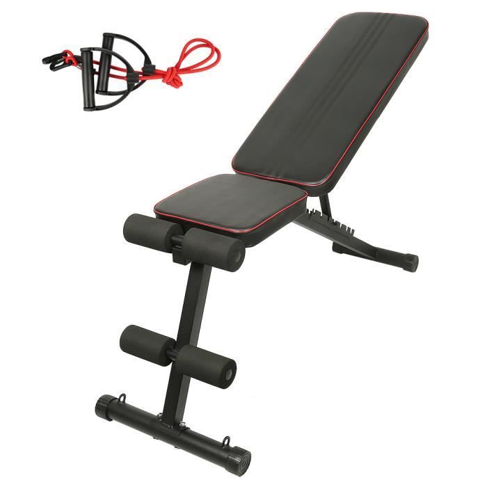 Laizere° Banc de Musculation Multifonction Mixte, abdominaux d'entraînement dossier dorsaux, Réglable Pliable Inclinable