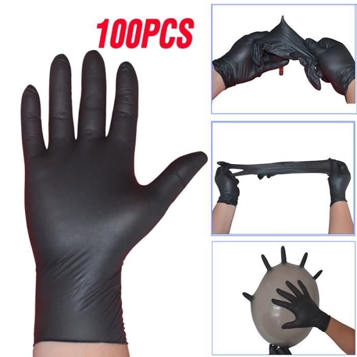 100 pcs / boîte sans poudre jetable nitrile PVC gants body art accessoires noir L