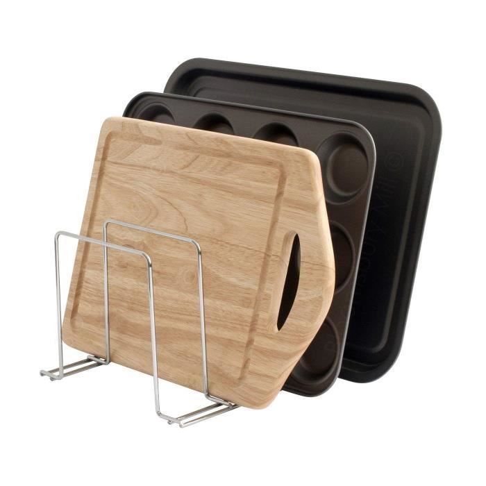 Support plats de four, plateaux et planches à découper – range-casseroles – Organiseur de cuisine – Chrome