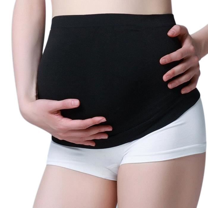 Jiyaru Ceinture Ventre Maternité Respirant Bandeau Grossesse Bellyband L Noir