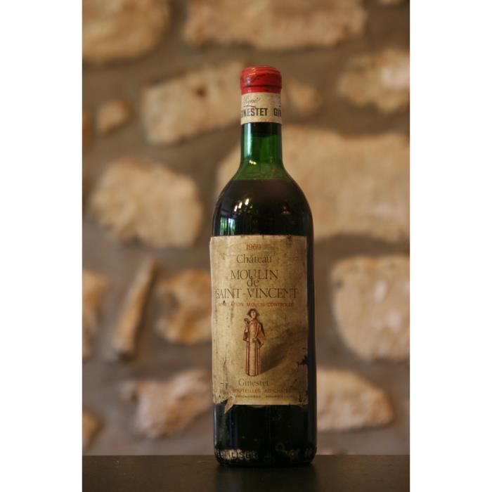 Vin rouge, Château Moulin de St Vincent 1969 Rouge