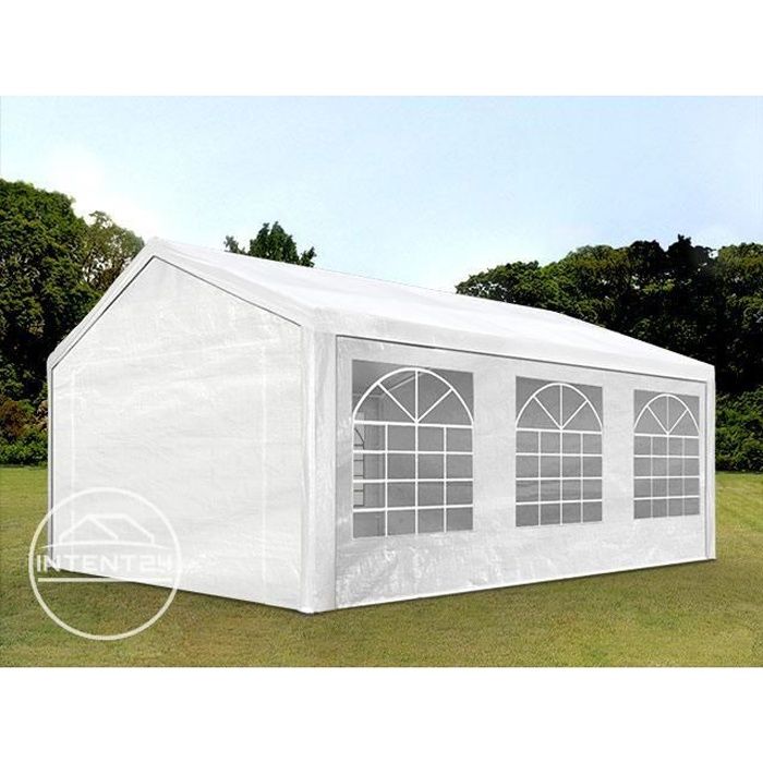 TOOLPORT tente de réception 4x6 m tonnelle barnum PE env. 180g/m² blanc imperméable 4x6m