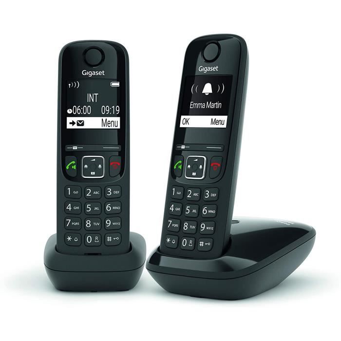 Gigaset AS690 Duo - Téléphone fixe sans fil - 2 combinés - Noir