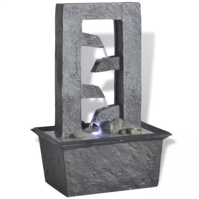 Vente-Hot Fontaine d'intérieur Décoration Cascade Fontaine D'Eau avec lumière LED Poly-résine ®MUCBD