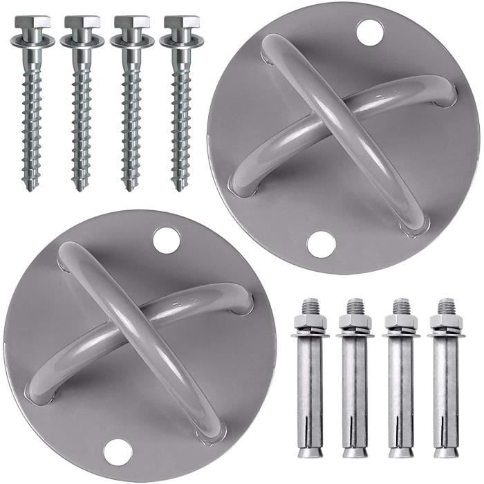 2 pièces support de montage mural pour sangles de suspension, corde crossfit, musculation anneaux de gymnastique, hamac de yoga, n