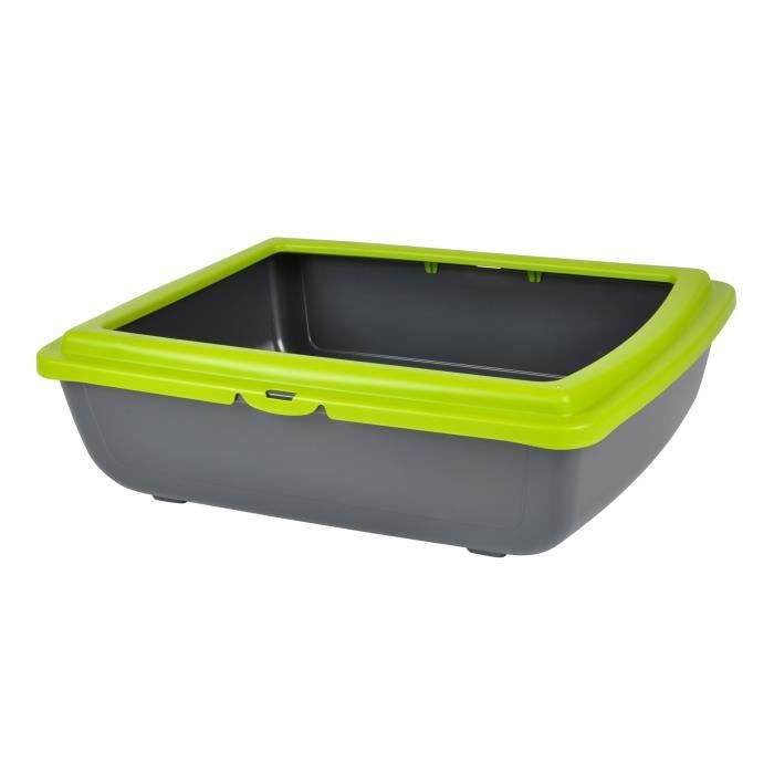 Bac à litière en plastique avec rebord vert anis 46x36xh12cm pour chat