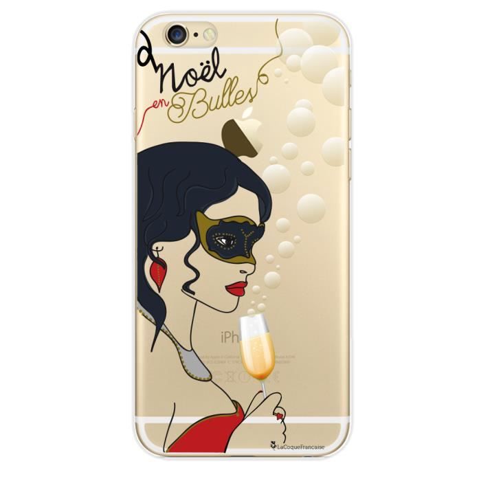 Coque iPhone 6 iPhone 6S rigide transparente Noel en bulles Ecriture Tendance et Design La Coque Francaise