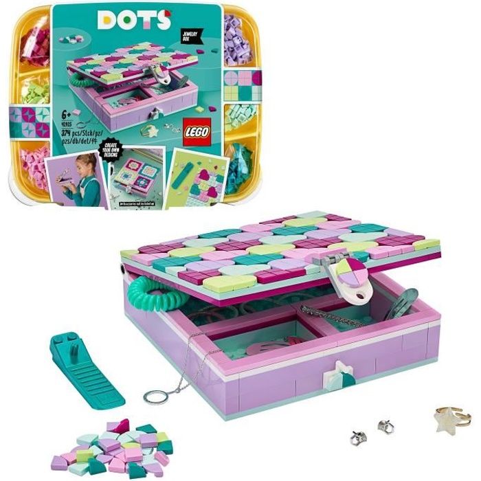 LEGO® DOTS 41915 La Boîte à Bijoux, Loisirs Créatifs et Bricolage, Décoration Personnalisable pour Chambre et Bureau pour Enfant