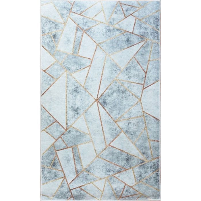 Tapis Moderne Grafic Gris Clair/Doré Dimensions - 80x150