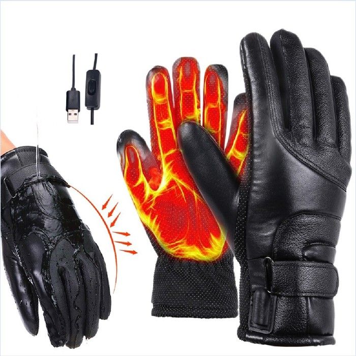 Gants Chauffants Hiver, Gants Électriques Thermiques USB Écran Tactile Étanche pour Femmes Hommes Ski Vélo Equitation Chasse Pêche