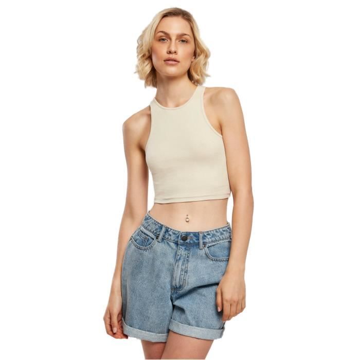 Débardeur femme Urban Classics Cropped - blanc cassé - XL