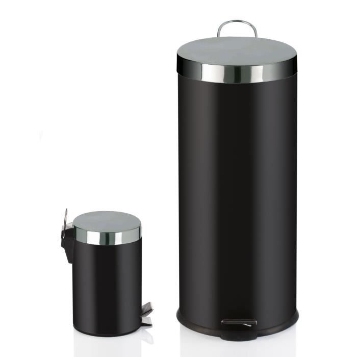 Lot de 2 poubelles noir 30L+3L