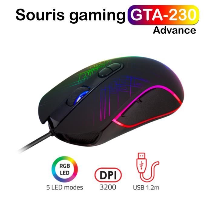 Souris gaming RGB Advance GTA-230 - LED - 5 modes - 3200 DPI