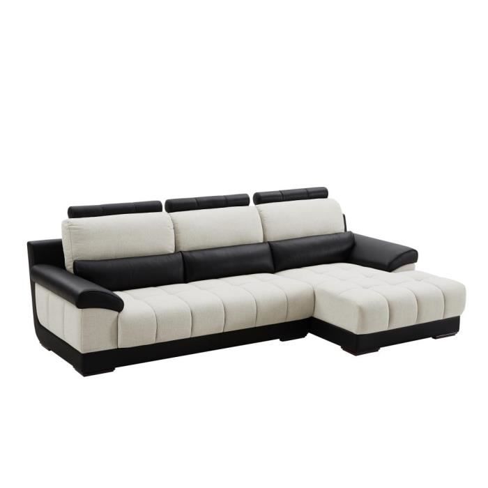 Canapé d'angle Noir Tissu Contemporain Confort