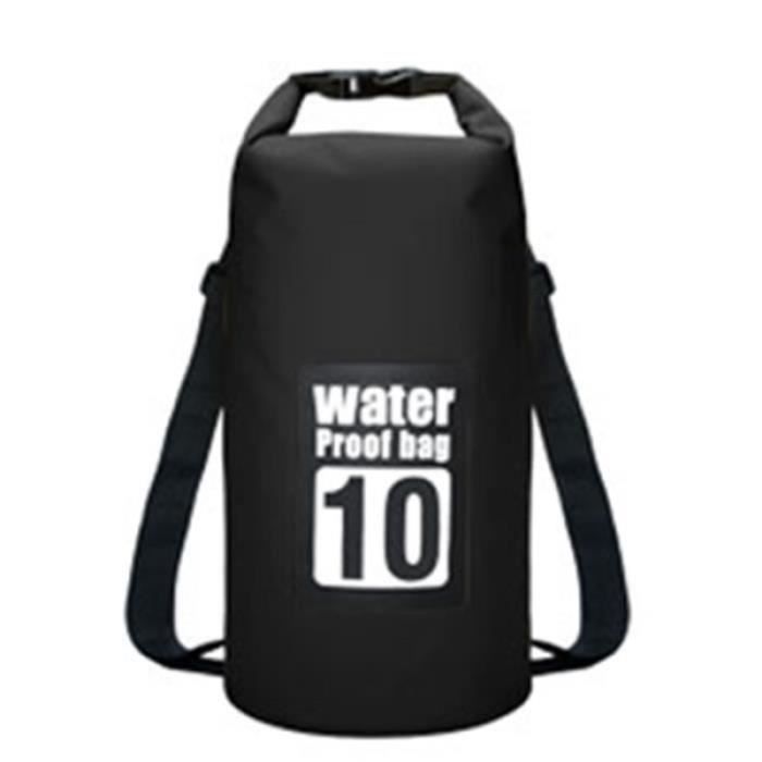 FL07194-5L-10L-15L-20L-30L sacs étanches sac sec PVC sac à dos étanche sac de sport Rafting natation sac - Modèle: 10L  Black