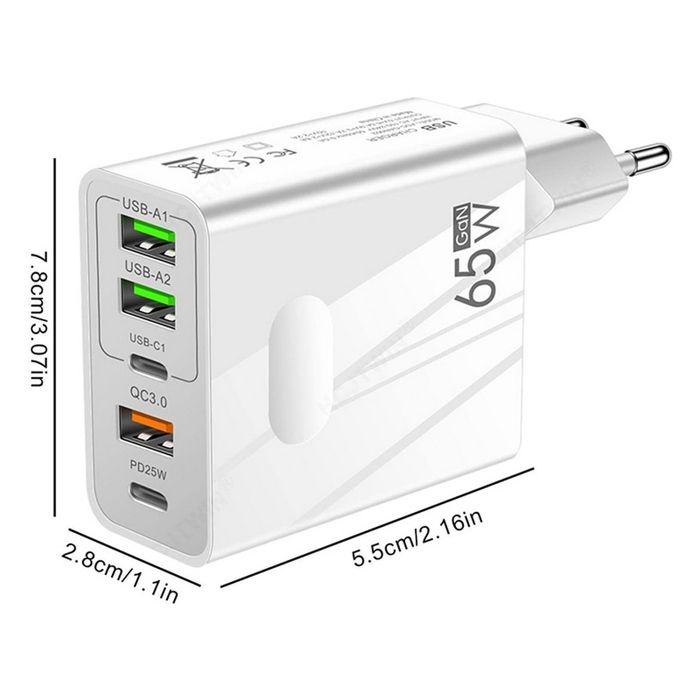 Chargeur Usb C Rapide 40W,Prise Usb C Multiple Chargeur Usb Multiple Avec Pd&Qc3.0, Adaptateur