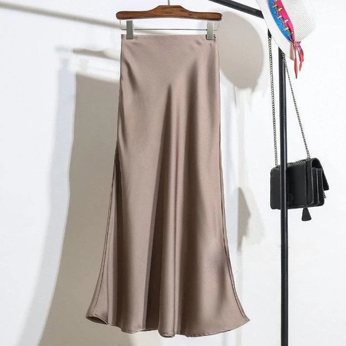 Costume Performance Oriental Jupe Longue Satin Danse Du Ventre MUNAFIE - Noir - Taille Élastique 70-102cm Jupe Satin