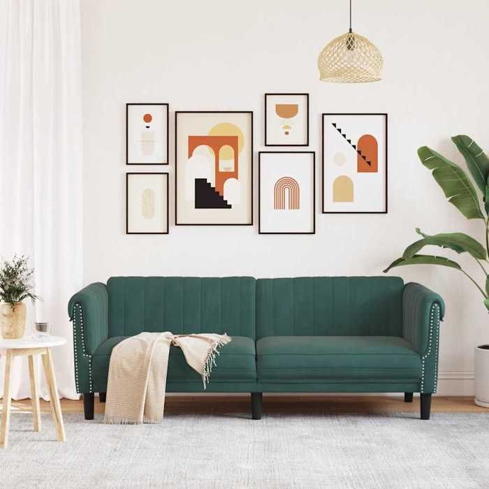 vidaXL Canapé à 3 Places Siège avec Accoudoirs et Dossier Meuble de Salon Salle de Séjour Intérieur Moderne Vert Foncé 372587