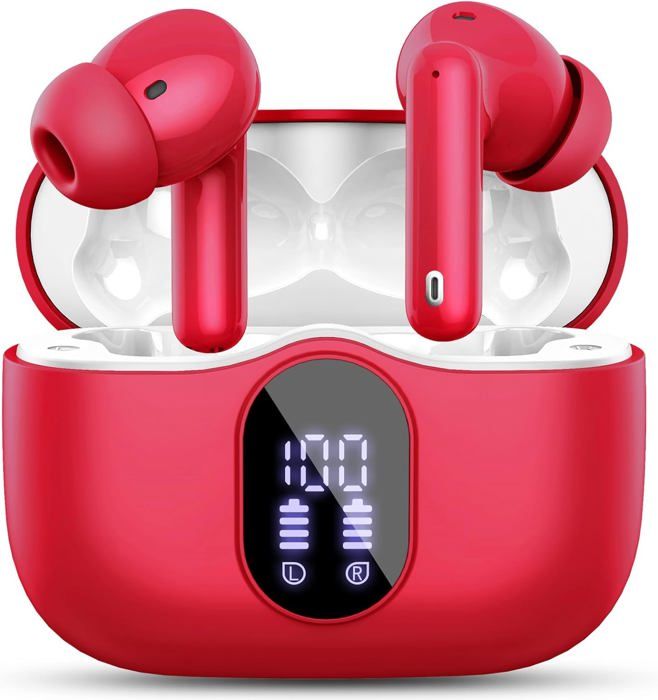 Écouteurs Bluetooth 5.3 Sans Fil – 40h D’autonomie, Réduction De Bruit ENC, étanches IP7, écran LED, Rose
