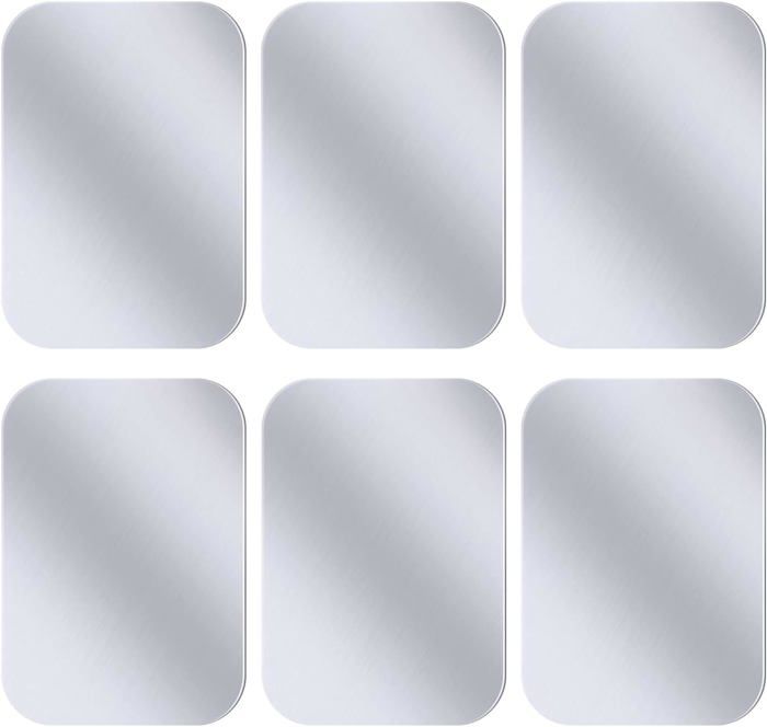 Lot De 6 Plaques Métalliques Autocollantes Pour Support Magnétique De Téléphone Voiture - Universelles, Fines, Argentées