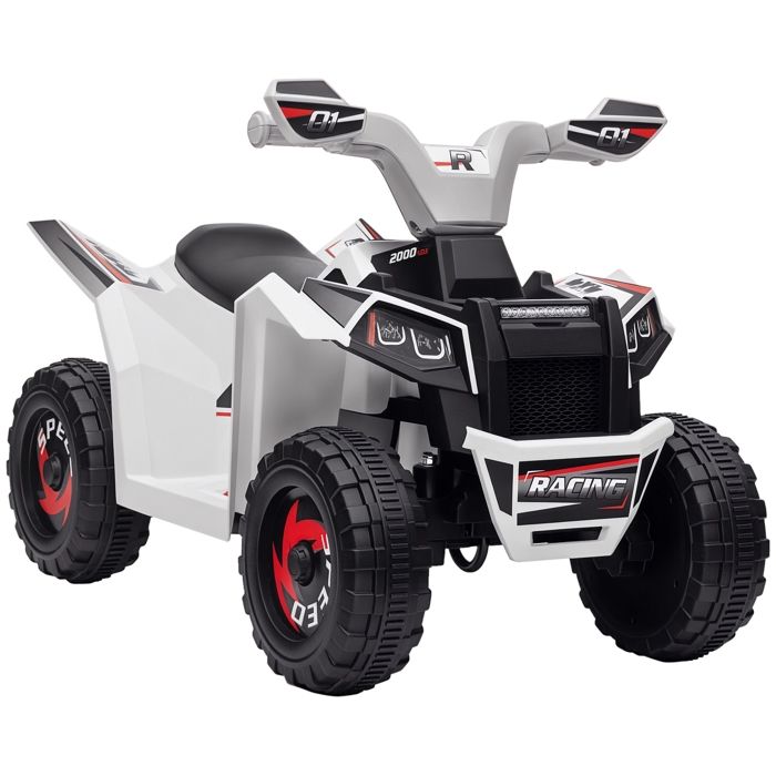 Quad électrique HOMCOM pour enfants véhicule à batterie 6V avec marche avant et arrière 70L x 415l x 485H cm Blanc