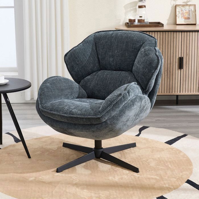Wahson Fauteuil de Salon Pivotant Chaise Salon Fauteuil Crapaud avec