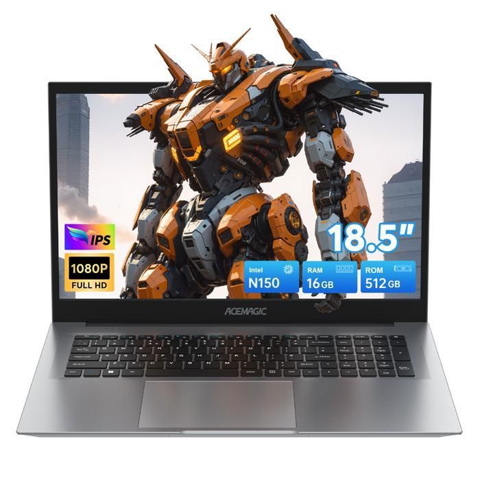ACEMAGIC PC Portable – 18.5 Écran FHD – 16Go RAM DDR4 512Go SSD – lntel N150(jusquà 36GHz) 8000mAh 3*USB3.2BT5WiFi5 Win11Pro