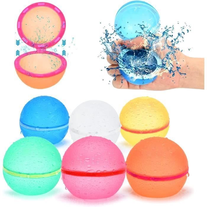 Ballons D'eau Réutilisables – Lot De 6 Bombes à Eau En Silicone à Remplissage Rapide Et Fermeture Auto – Couleurs Assorties