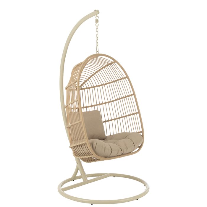 Fauteuil suspendu acier et corde Beige 103x103x195 cm Fauteuil suspendu acier et corde Beige 103x103x195 cm