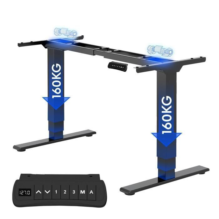 FlexiSpot EC5-Pro Bureau Assis Debout Électrique 2 MoteursCharge 160kg 3 ColonnesRappel SédentaritéSystème Anti-collisionNoir