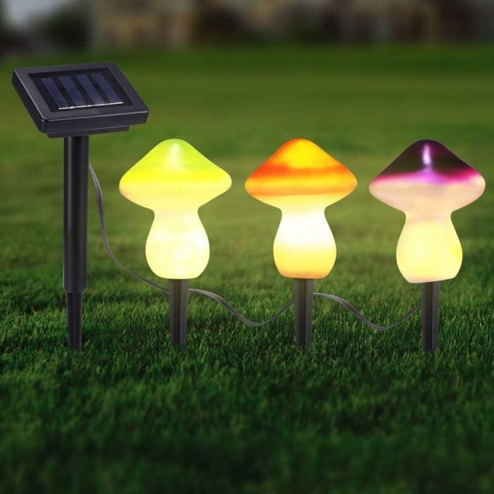 Lumière Solaire De Champignon Guirlandes Décoratives Extérieures De Jardin Solaire Ensemble De 3 Lumières Solaires à Piquet 9leds