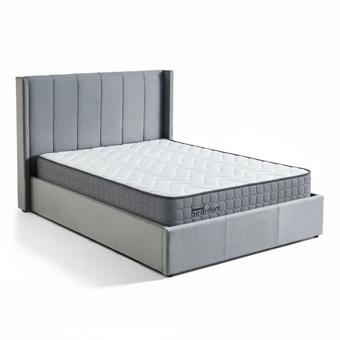 MENZZO Pack Lit-coffre Magorial + Matelas Bedream 140x190cm Velours Gris - Velours Lit complet : L148 x P207 x H110 cmMatelas MENZZO Pack Lit-coffre Magorial + Matelas Bedream 140x190cm Velours Gris - Velours Lit complet : L148 x P207 x H110 cmMatelas